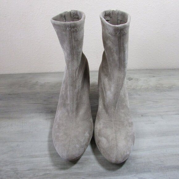 London Rag Women's 9 Emerson Micro Suede Block Heel Ankle Boots Taupe - Picture 2 of 6